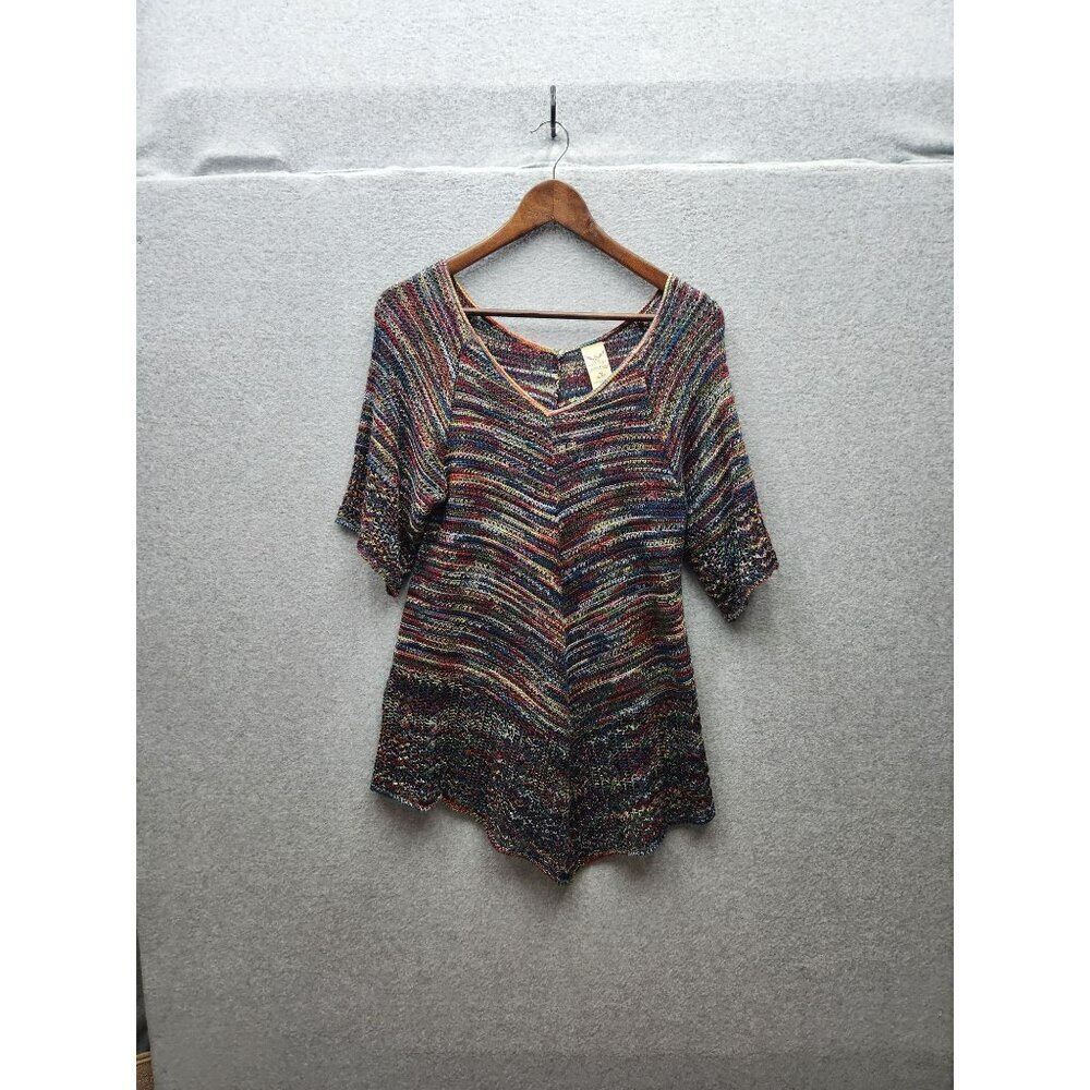 Multicolor Knit Top Faded Glory M 8-10 Acrylic Womens Lightweight Short Sleeve S